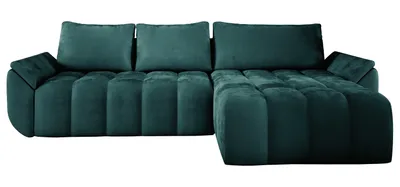 Produktbild von E-ZIMPAZ Ecksofa mit Schlaffunktion und Bettkasten CALVANI 185x282 cm, Eckcouch L-Form, Polsterecke, Sofa Samtstoff - Grün MH37