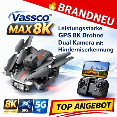 Obrázek produktu pro Dron Vassco™ Max 8K s GPS, duální kamerou, 5G, FPV, skládací, Wi-Fi a funkcí vyhýbání se překážkám
