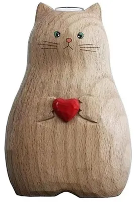 Produktbild von Handgefertigte, strukturierte Holzvase mit Katzenfigur und Blumenvase – das perfekte Geschenk für Katzenliebhaber zum Erntedankfest