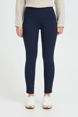 Produktbild von OXMO OXKeily Damen Jeggings Treggings Hose Stoffhose mit Gummizug Eingrifftaschen Label-Details leicht elastisch Slim fit