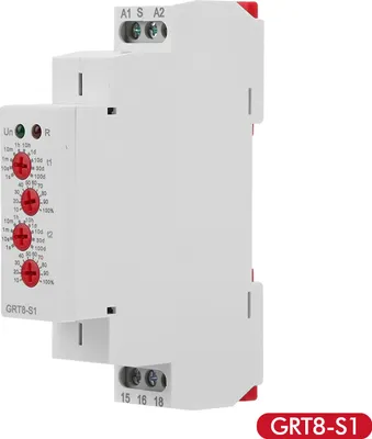 Image de GRT8-S1 Minuteur de cycle asymétrique Relais ON/OFF Cycle répétitif 230V AC avec affichage LED, montage sur rail DIN