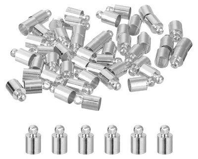 Produktbild von 50 Stück Kordelendenkappen für selbstgemachte Armbänder und Schmuck, rhodiniert