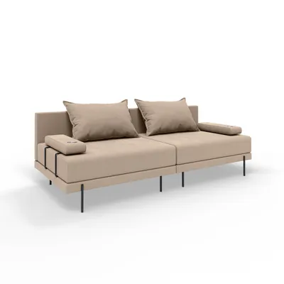 Produktbild von Gartenmöbel set Bahama Beige 6 Personen Gartenlounge 3-teilig. Terassenmöbel mit Eisenrahmen Wasserabweisend Stoff 3-sitzer + 2-sitzer sofa, Sessel