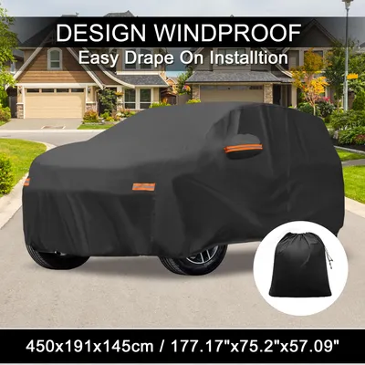 Image de Housse De Voiture Pour Volvo Xc40 Film En Aluminium Couverture Voiture Complššte Toutes Saisons šŠtanche Coupe-Vent Protection Soleil, Pluie Neige Fermeture šŠclair Conducteur Noir