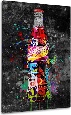 Produktbild von Street Art Coke Flasche Graffiti Wandbild Leinwandbild Kunstdruck XL Wanddeko: 40x60x2cm