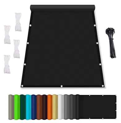 Image de Auvent de balcon, imperméable, protection UV 95%, dimensions 2x3 mètres, couleur noire