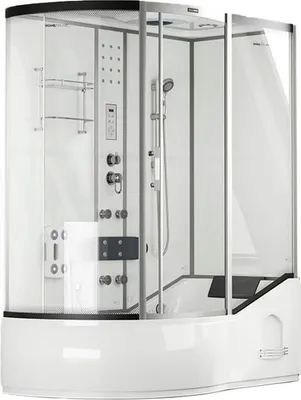 Immagine prodotto di Home Deluxe - Tempio della doccia All IN 2in1 - Bianco, 170 x 90 x 220 cm a sinistra - incl. doccia a pioggia, massaggio plantare, radio e accessori I Cabina doccia prefabbricata combinazione doccia/vasca, tempio della doccia