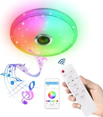 Produktbild von JOIEYOU Deckenleuchte Dimmbar mit Bluetooth Lautsprecher 36W Deckenlampe Rund RGB Farbwechsel mit Fernbedienung/APP-Steuerung Feckenbeleuchtung für Schlafzimmer Wohnzimmer Kinderzimmer