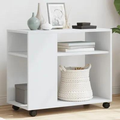 Produktbild von "im Angebot" Beistelltisch mit Rollen Weiß 70x35x60 cm Holzwerkstoff - Kaffeetisch CC23881