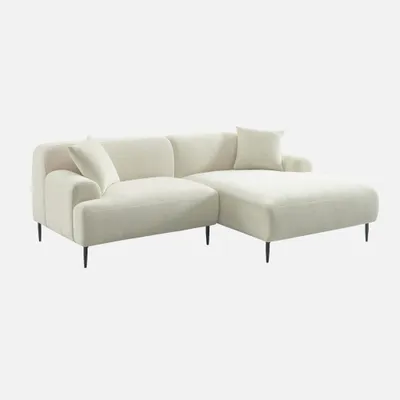 Produktbild von sweeek - 3-Sitzer Ecksofa mit Stoffbezug und Metallfüßen - Creme