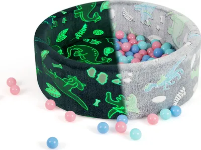 Produktbild von COSTWAY Bällebad für Baby mit 200 Bällen, Bällepool 86x30cm im Dunkeln Leuchtend, Ballgruben rund mit abnembarem & maschinenwaschbaren Bezug Grau