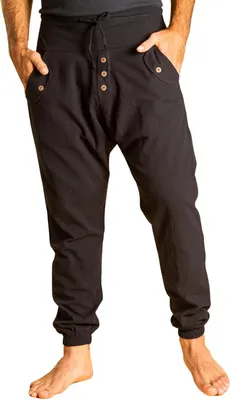 Produktbild von Haremshose für Damen und Herren, 100 % Baumwolle, elastischer Bund, Kordelzug, für Yoga