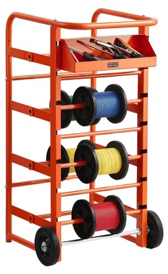 Produktbild von VEVOR Drahtspulenregal, 11 Stangen, Mehrspulen-Drahtregal-Dispenser, Kabelwagen mit Rädern, Kabelhalter mit Ablage für die Verdrahtung, für elektrische, industrielle und Einzelhandelsnutzung, Arbeitseffizienz, Mehrachsenwagen