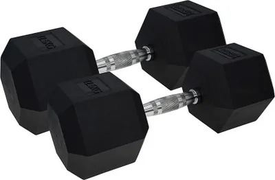 Produktbild von Urban Fitness PRO Hex Kurzhantel - Gummibeschichtet (Paar) Schwarz - 12.5kg