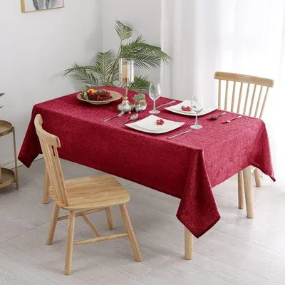 Produktbild von Wasserfestes Linnen Tischtuch Rechteckform 135 x 220 cm Rot