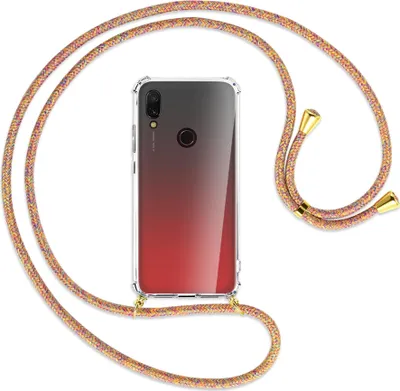 Produktbild von Handykette Backcover-Schutzhülle mit Band (Metall goldfarben) für Xiaomi Redmi 7 - Rainbow