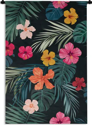 Produktbild von MuchoWow® Wandteppich Wandbehang Dschungel - Blätter - Blumen - Mädchen - Kind 120x180 cm Tapisserie Dekoration Wandtuch - Schlafzimmer - Dekorationen für das Haus
