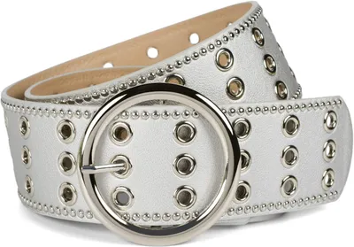 Produktbild von styleBREAKER Damen Breiter Nietengürtel Kunstleder, 90cm,Silber