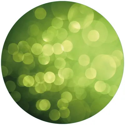Produktbild von Wallario Premium Glasbild, freischwebende Optik, kräftige Farben, rund 50cm Durchmesser, Motiv Abstrakte grüne Kreise  grüne Lichtpunkte