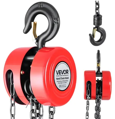 Immagine prodotto di Paranco a catena VEVOR con capacità di carico di 1 T, paranco a catena manuale, altezza di sollevamento di 3 m, paranco con catena G70, blocco a catena per impieghi gravosi, paranchi manuali, blocco a catena per garage, magazzini, macchinari automobilistici, rosso