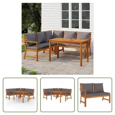 Produktbild von The Living Store 4-tlg. Garten-Essgruppe mit Kissen Massivholz Akazie