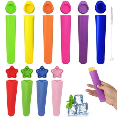 Eisformen-Set 10 Stück, Silikon, bunt, 12,5x3,5 & 15x3 cm