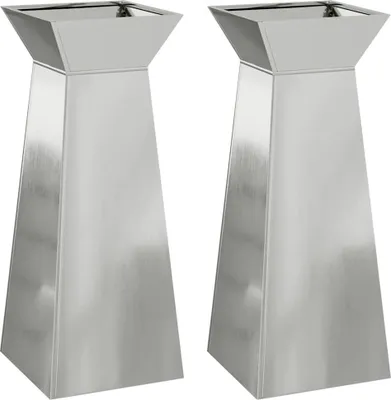 Produktbild von vidaXL Säulen Pflanzer 2 pcs Silber 40 x 40 x 100 cm