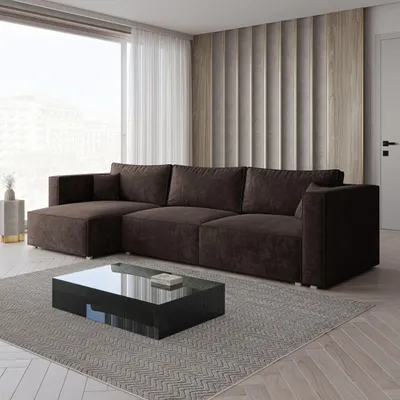 Produktbild von Masseno Ecksofa TOLMO LM mit Schlaffunktion L-Form, Sofa mit Bettkasten, Wohnzimmersofa, Couch, Soffa, Bettsofa, Couchgarnitur- Braun, LUMO 40