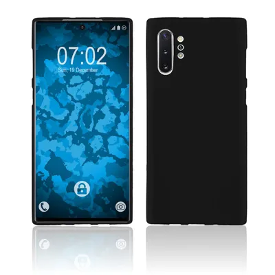 Produktbild von PhoneNatic Case kompatibel mit Samsung Galaxy Note 10+ - schwarz Silikon Hülle matt Cover