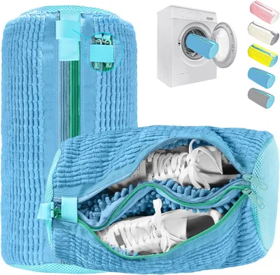 Obrázok produktu pre Pracie vrecúško na topánky, 2 vrecká, dvojitý zips, opakovane použiteľné, na športovú obuv