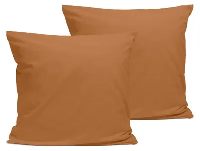 Image de Bleu Calin Lot de 2 Taies d'oreiller 100% Percale de coton Terracotta - 65x65cm