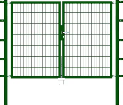 Produktbild von Alberts Doppeltor Flexo mit Zubehör, zum Einbetonieren, grün, Breite 200 cm, Höhe 140 cm