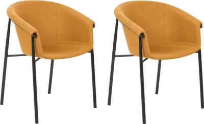 Produktbild von BELIANI Esszimmerstuhl 2er Set Orange Stoff mit Schwarzen Metallbeinen Retro-Design Polsterstuhl Wohnzimmer Essbereich Flur Diele Ausstattung Möbel