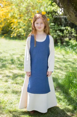 Produktbild von Kinder Mittelalter Kleid Typ Überkleid Ylva Blau 152