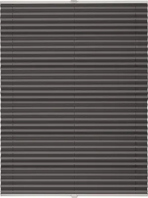 Produktbild von Plissee auf Maß Thermo Basic Klemmfix ohne Bohren Verdunkelnd Farbe: Dunkelgrau, Größe: B): 81-90 cm, H): 201-250 cm