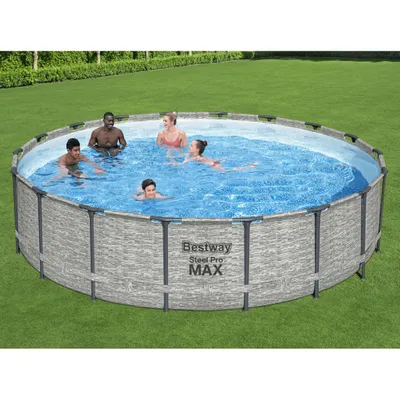 Produktbild von Bestway 5618Y, 23062 l, Gerahmter Pool, Kind & Erwachsener, 3 Person(en), Leiter, Grau