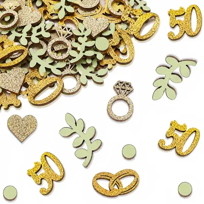 Produktbild von Holzdekoration für eine Goldene Hochzeit - 60 Stück