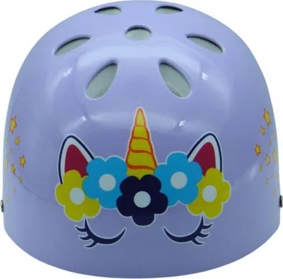 Produktbild von Kinder Helm mit Einhorn-Motiv, Lila, Größe M