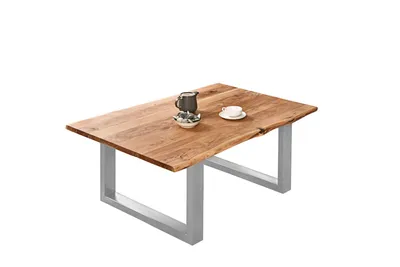 Produktbild von Couchtisch Baumkante massiv Akazie naturfarben 130 x 75 cm silber BILLY