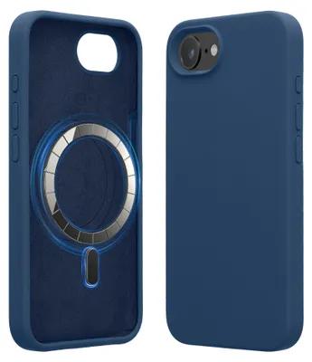 Produktbild von kwmobile TPU Silikon Hülle für Apple iPhone 17e / iPhone 16e - Weiche Handyhülle kompatibel mit MagSafe, magnetisches Backcover in Marineblau