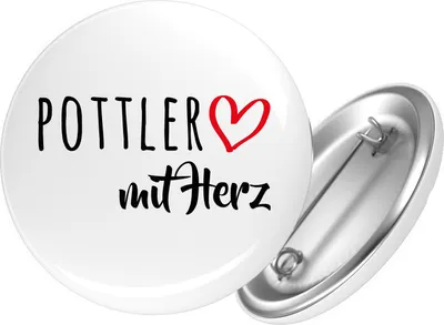 Produktbild von Huuraa Button Pottler mit Herz 25mm rund mit Sicherheitsnadel Ansteckbutton Geschenkidee