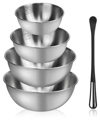 Produktbild von 4-teiliges Set Edelstahl-Rührschüsseln (2,5/1,8/1,2/0,7 Liter) mit Waage, stapelbar