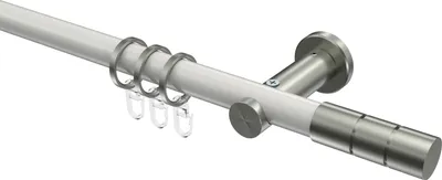 Produktbild von Interdeco Gardinenstange / Vorhangstange Weiß / Edelstahl-Optik, Typ Platon Elanto (Rillenzylinder), 20 mm Ø 1-läufig, 260 cm
