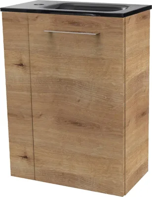Produktbild von Fackelmann SBC MILANO Gäste WC Set 2-teilig 45 cm, Braun hell, rechts, Glas Anthrazit