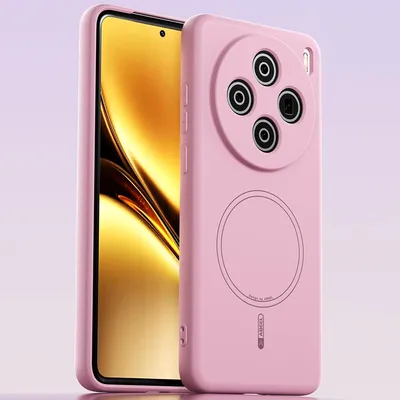 Image de Etui magnétique pour Vivo X200, compatible MagSafe, silicone liquide, résistant aux chocs et aux rayures Rose