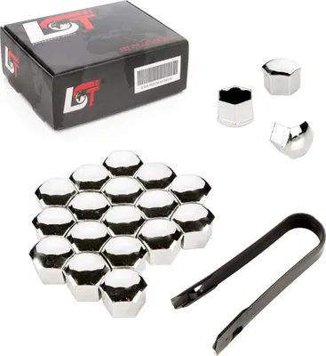 Produktbild von 20x Radschraube Kappen 17 mm chromfarben für JEEP CHEVROLET CHRYSLER FORD ROVER