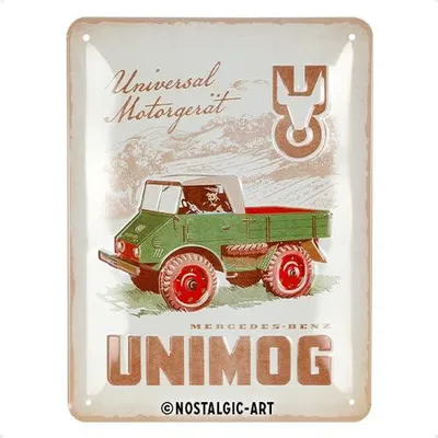 Produktbild von Blechschild Daimler Truck Unimog 1951, 15x20 cm, Metall, Vintage, Geschenkidee