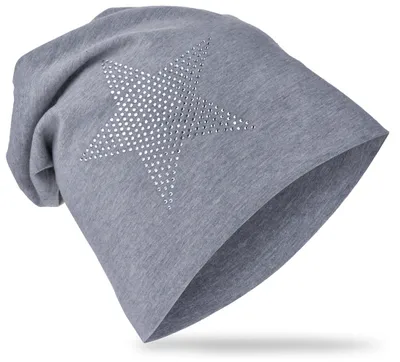 Produktbild von Kinder Beanie StrassStern Grau XL