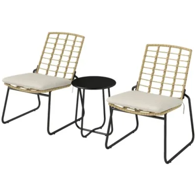 Produktbild von Gartenmöbel Set, Balkonmöbel Set für 2 Personen 3-teilig Outdoor Sitzgruppe mit 2 stapelbar Stühle, Garten Lounge für Terrasse Balkon