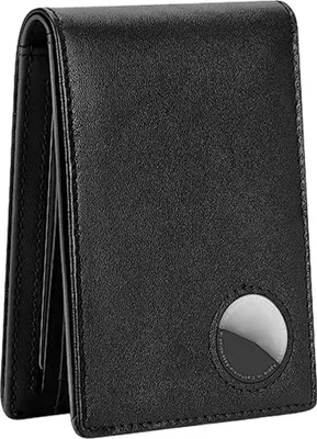 Obrázek produktu pro Magnetická kožená peněženka s pouzdrem AirTag, blokování RFID, černá